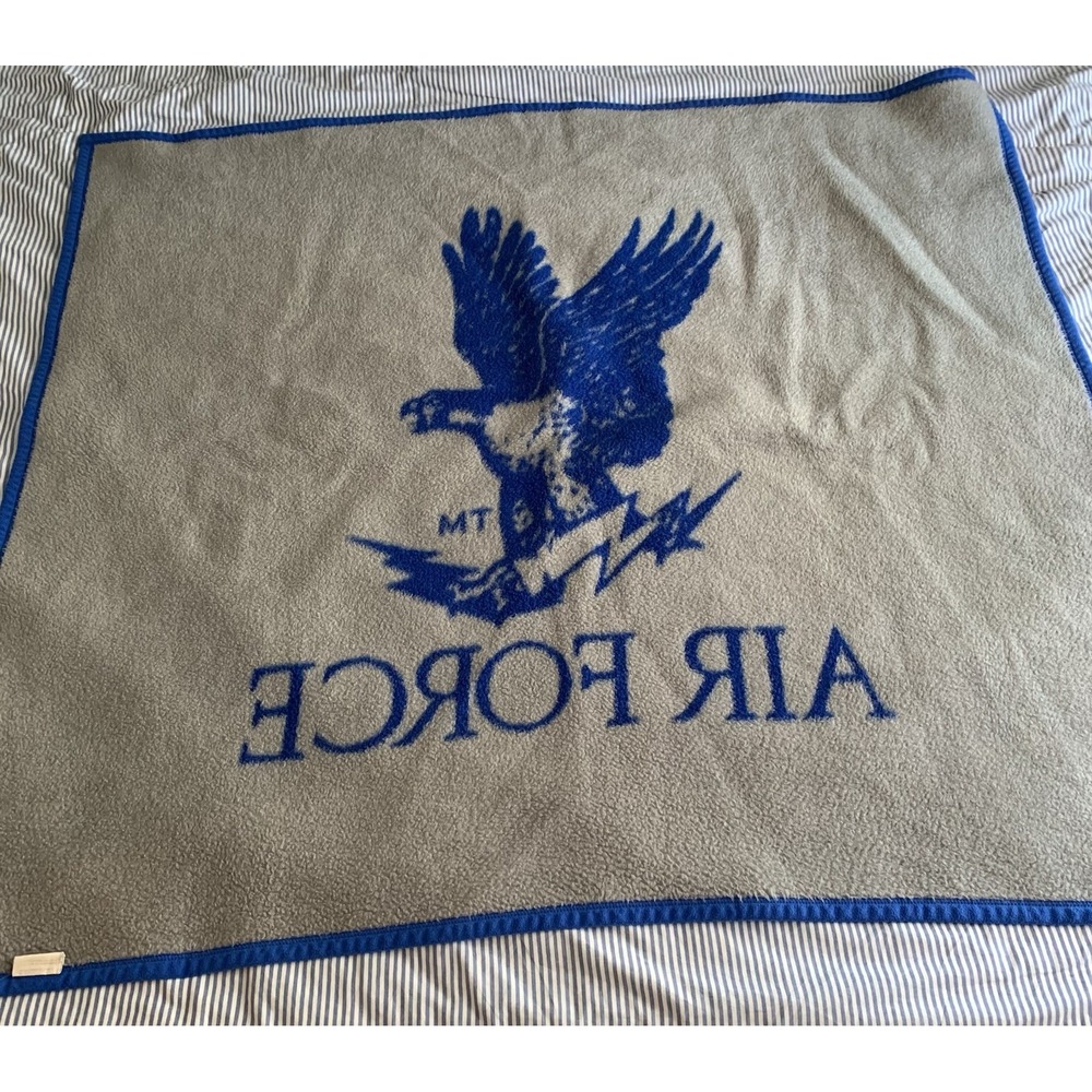 VTG Biederlack Military United States Air Force Eagle Fleece Blanket USA 47x54" - Picture 2 of 9